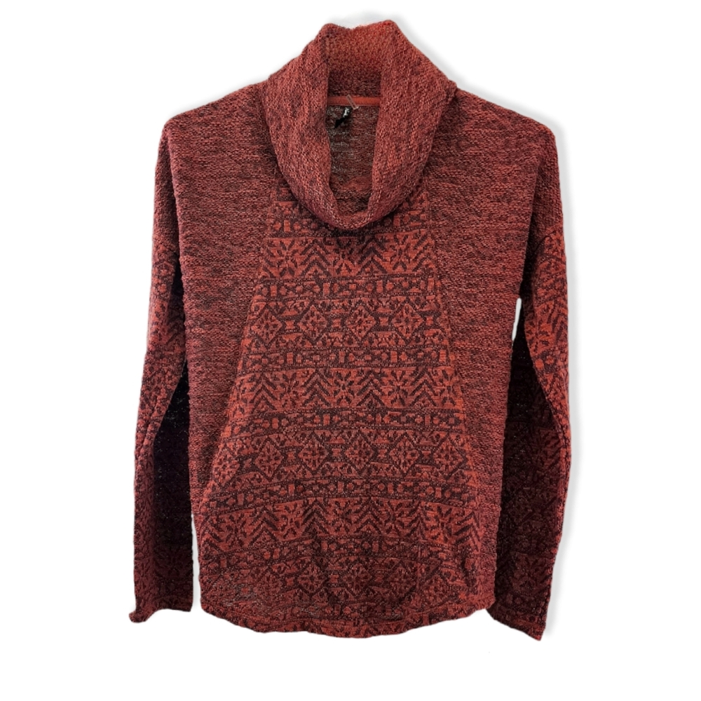 The North River Jacquard Drop Shoulder Cowl Neck French Terry Pullover Sweater